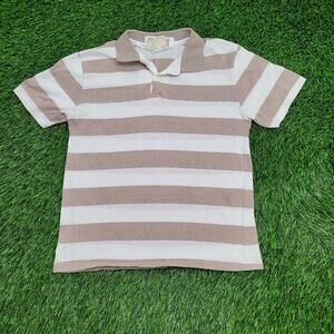 Vintage 70s California Styles Stripes Polo Shirt XS/S Purpleish Brown White USA